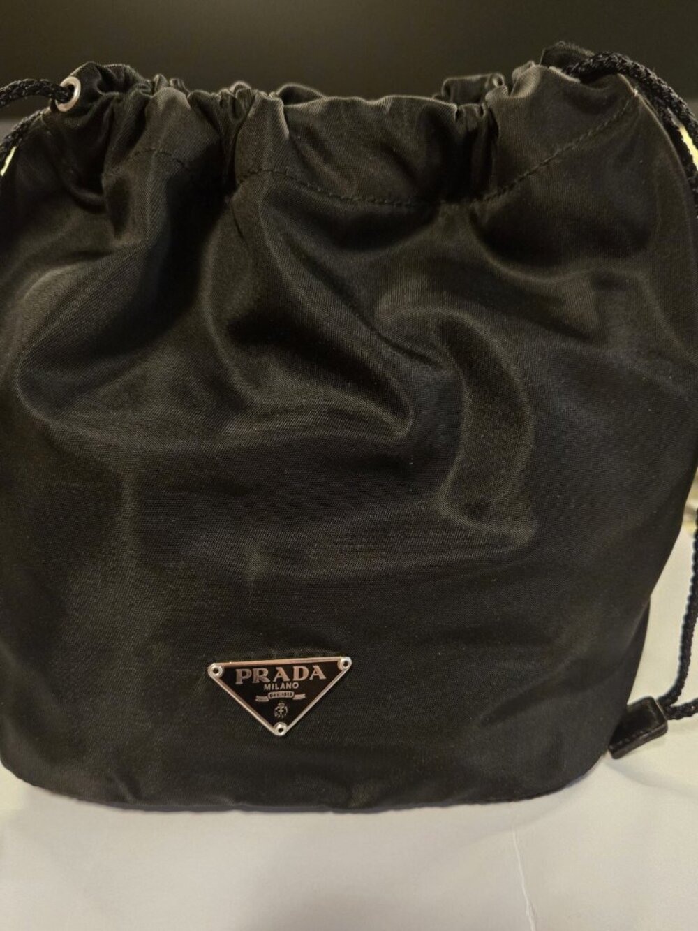 PRADA BLACK COSMETIC DRAWSTRING BAG - Picture 8 of 10